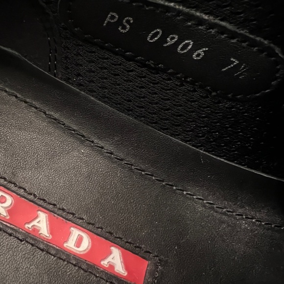 Prada Black Mesh and Leather Low Top Sneakers - Picture 8 of 9